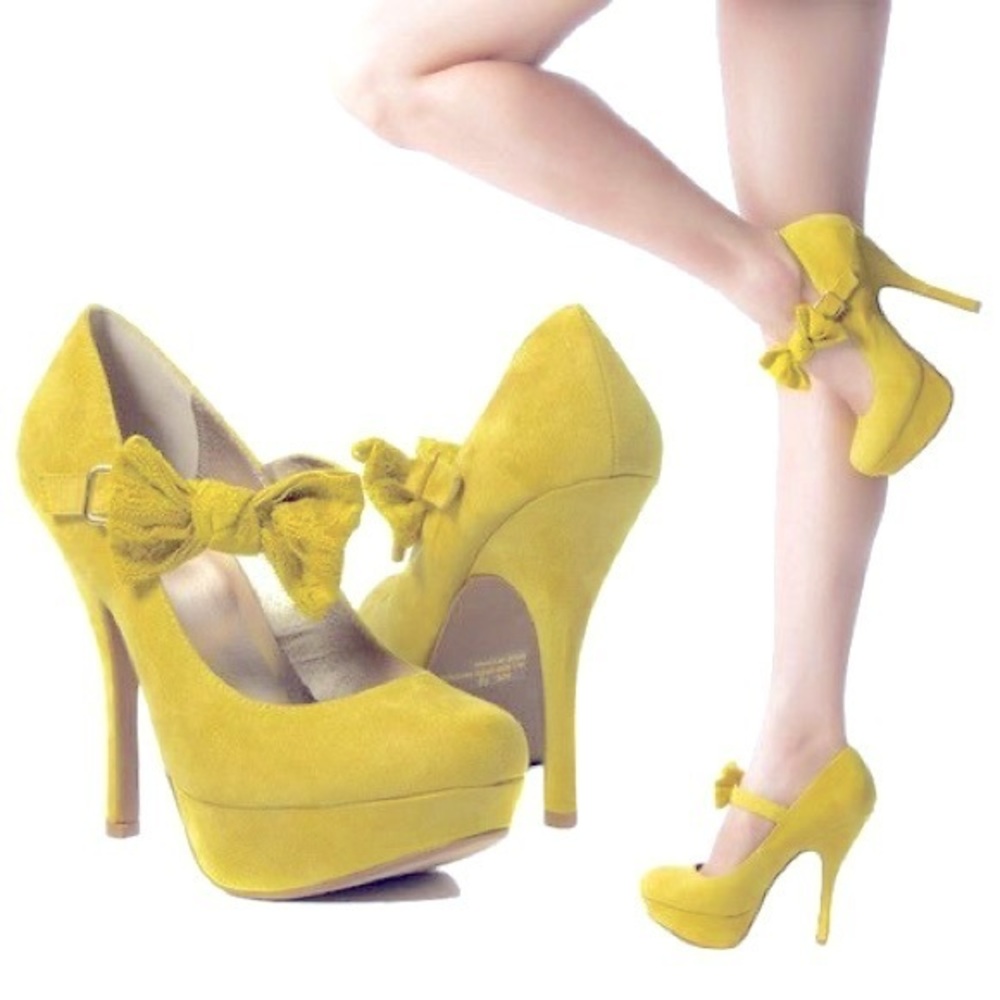 Yellow Platform Heels Qupid very Cute 7.5